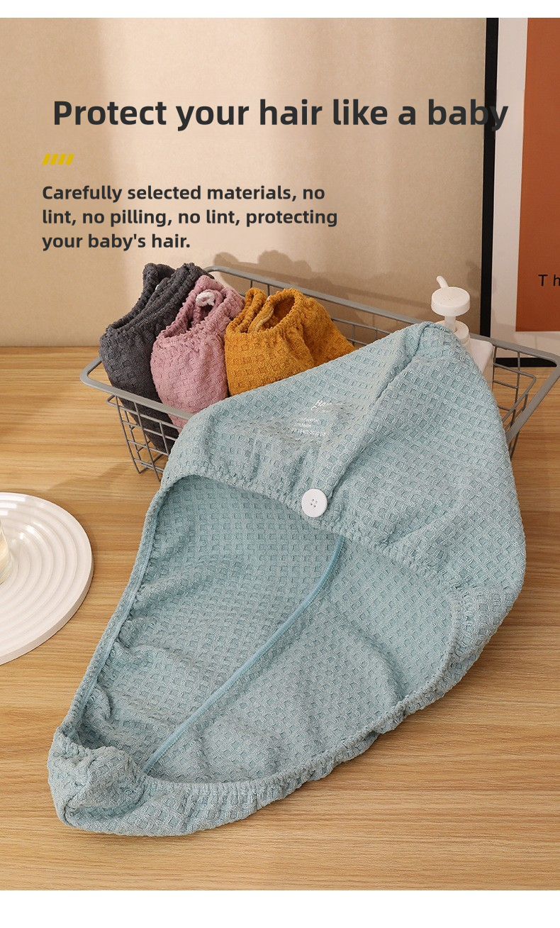 Exclusive Waffle Dry Hair Cap High End Thickened Super Quick Drying Water Absorbing High End Shower Cap Towel Headband_voghion.com