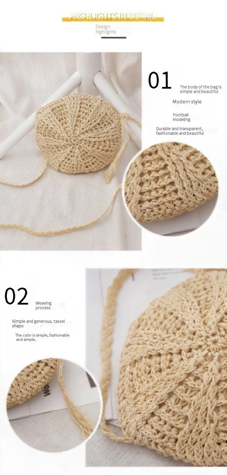 Borsa a mano con tracolla, borsa da spiaggia all'uncinetto, borsa a mano con nappa rotonda semplice da calcio, mulino a vento, piccola borsa_voghion.com