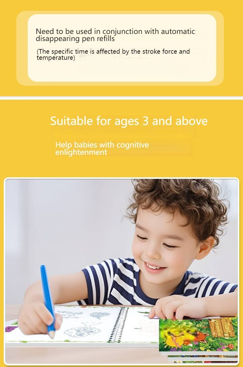 Grooved Practice Book For Kids - Fun Preschool Learning, Drawing & Coloring Activity Book With Pencil (Animal, Vegetable, Plant Themes, 3-Pack Set)_voghion.com