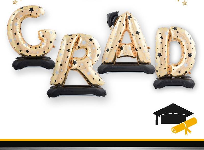 Abschlussballon-Set mit GRAD-Buchstaben, Papierkappen und stehenden Arztkappenballons – Premium-Paket für Partys_voghion.com