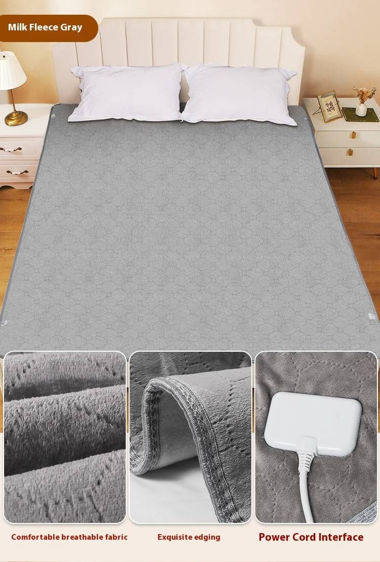 Milk Fleece Electric Blanket – Dual/Single Control Heating Pad For Single/Double Bed (Smart Thermostat, Overheat Protection, Ultra-Soft Plush)_voghion.com