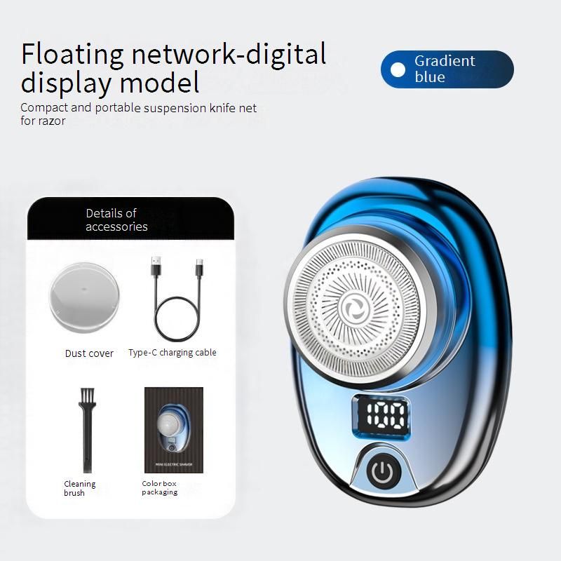 Kompakter Elektrorasierer für Männer, tragbarer Reiserasierer mit rotierendem Mehrklingensystem, LED-Anzeige, wiederaufladbar und wasserdicht,_voghion.com