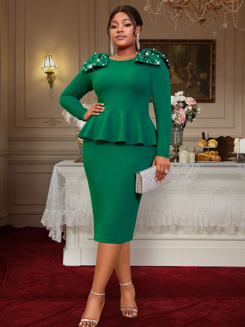 Damenbekleidung Zweiteiliges Kleid Leichtes Kleid Hohe Taille Schlanker Rückenschlitz Einstufiger Rock Gelbes Kleid_voghion.com