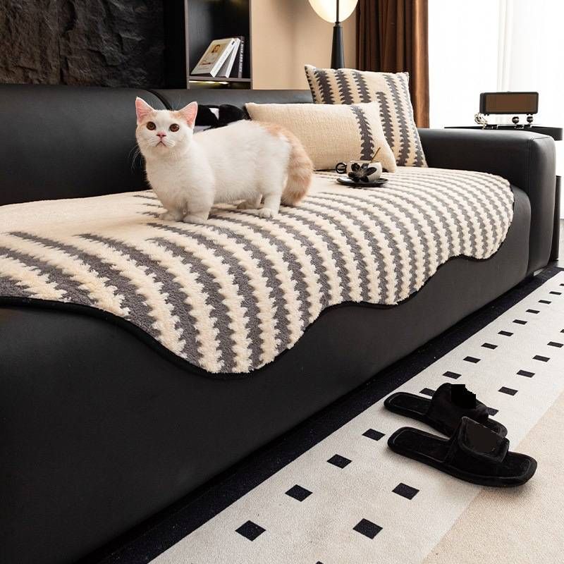 Velvet Sofa Pad – Non-Slip Irregular Chenille Cushion Cover (Luxury Checkered Design, Multi-Size Fit, Anti-Skid Base)_voghion.com