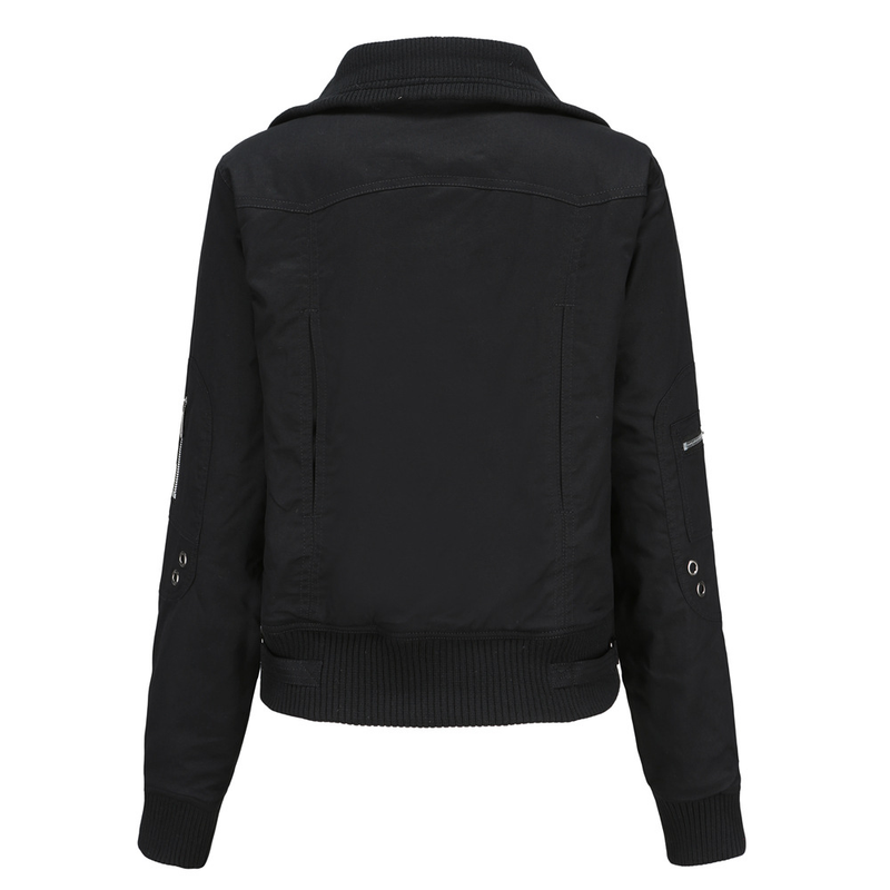 New women's short winter warm Women's high collar ribbed cotton jacket_voghion.com