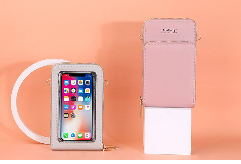 BAELLERRY Borsa a tracolla singola da donna Touch Screen Tre strati Borsa per cellulare Portafoglio con pochette con fibbia_voghion.com