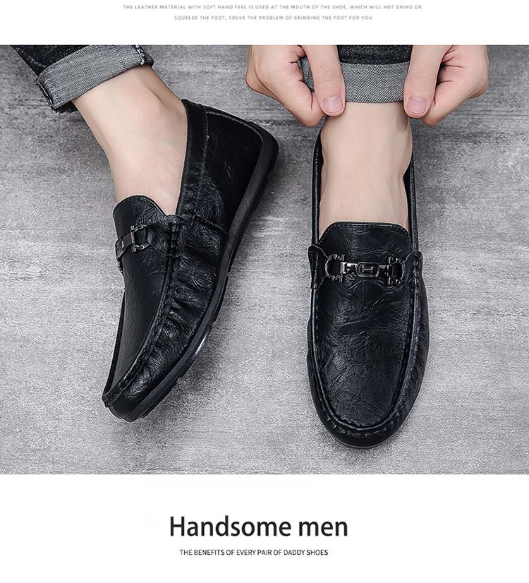 Scarpe casual alla moda in pelle con suola morbida e tomaia morbida da uomo_voghion.com