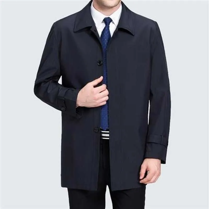 Coats Men's Jackets 2022 Spring Single Breasted Medium-Long Trench Male Solid Color Khaki Coat Windbreaker 3XL Y867_voghion.com