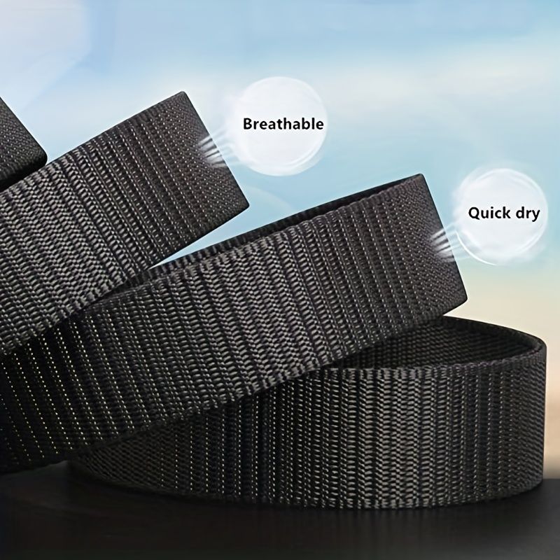 Ceinture tactique multifonctionnelle en toile avec boucle automatique en nylon pour l'extérieur, légère et confortable, non métallique_voghion.com