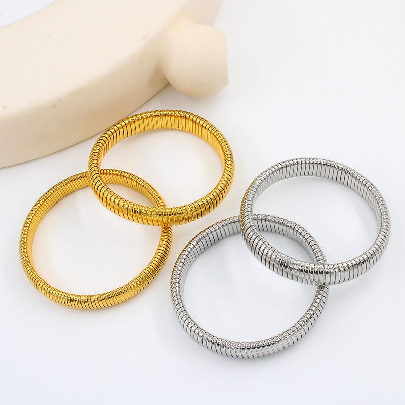 Women's Jewelry Elastic Bracelet Stainless Steel K Gold Plated Bracelet Men And Women Street Element Jewelry 10 12 16 20MM_voghion.com