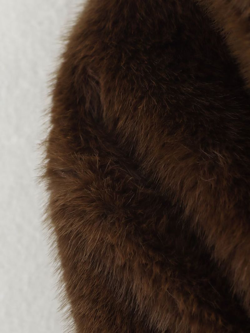 Women's Clothing Faux Fur Trim Coat Winter Long Sleeve Jacket With Button Detail, Polyester Blend, Street Style Outerwear In Rich Brown_voghion.com