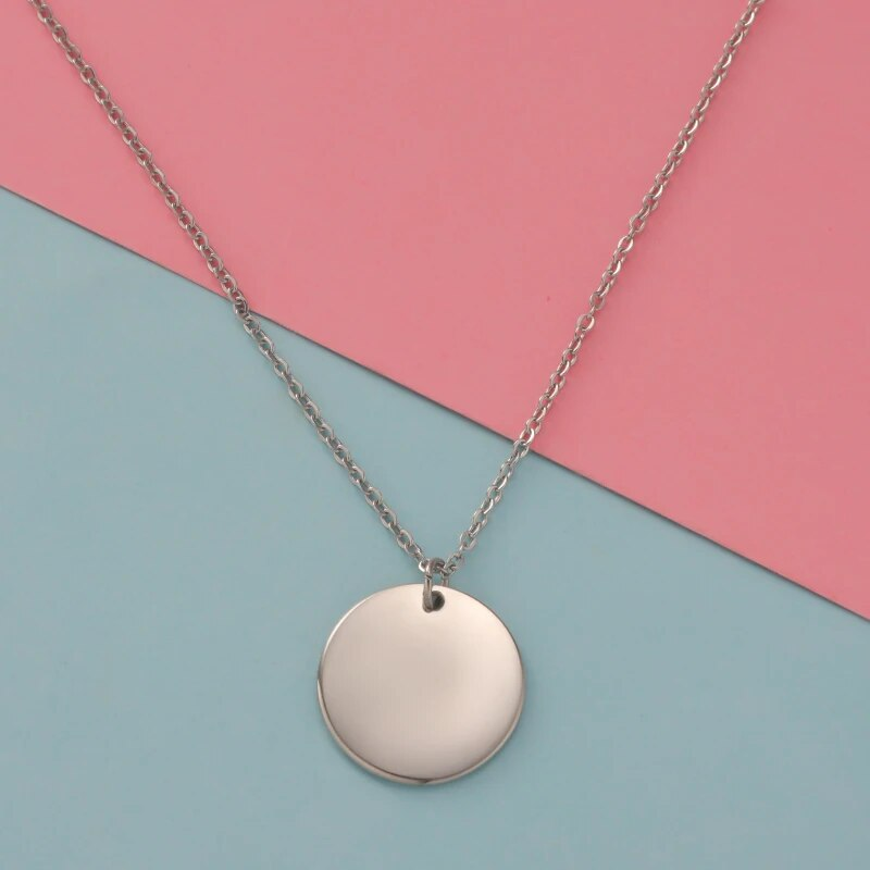 Fnixtar 10 Pieces Stainless Steel Necklace Round Disc Circle Pendant 6-30mm For Women Adjustable Collar Necklace Wedding Jewelry_voghion.com