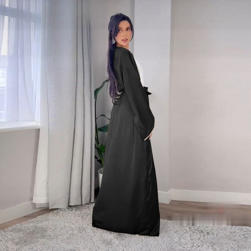 Vêtements pour femmes, jupe longue diamant tendance moderne, robe en satin doux à la taille, vêtements d'intérieur blancs, abaya_voghion.com