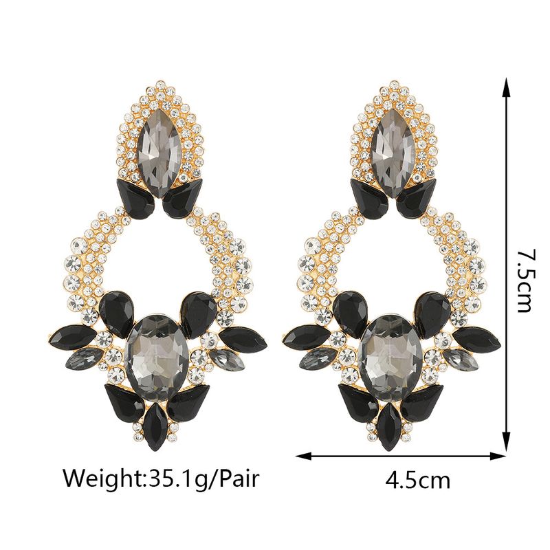 Large plate earrings zinc alloy diamond inlaid high end earrings fashion jewelry_voghion.com