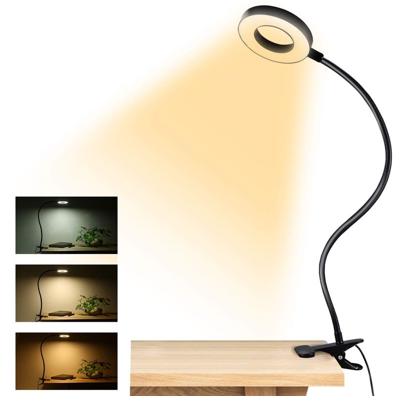Clip-on-Lampe Leselampe 48 LED USB Schreibtischlampen 3 Farbmodi 10 Helligkeit Augenschutz Buch Clip Lampe, 360 ° flexible Lampe_voghion.com