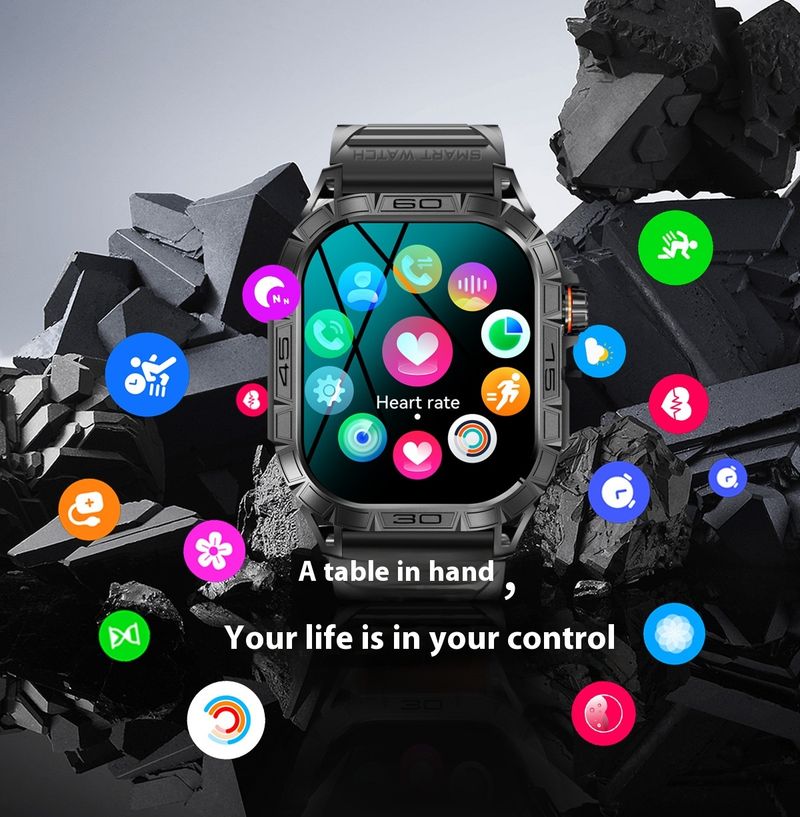 Nyt K63 Bluetooth-opkald 1,96 tommer AMOLED HD-skærm Vejrmusik Puls Multisport Smartwatch_voghion.com