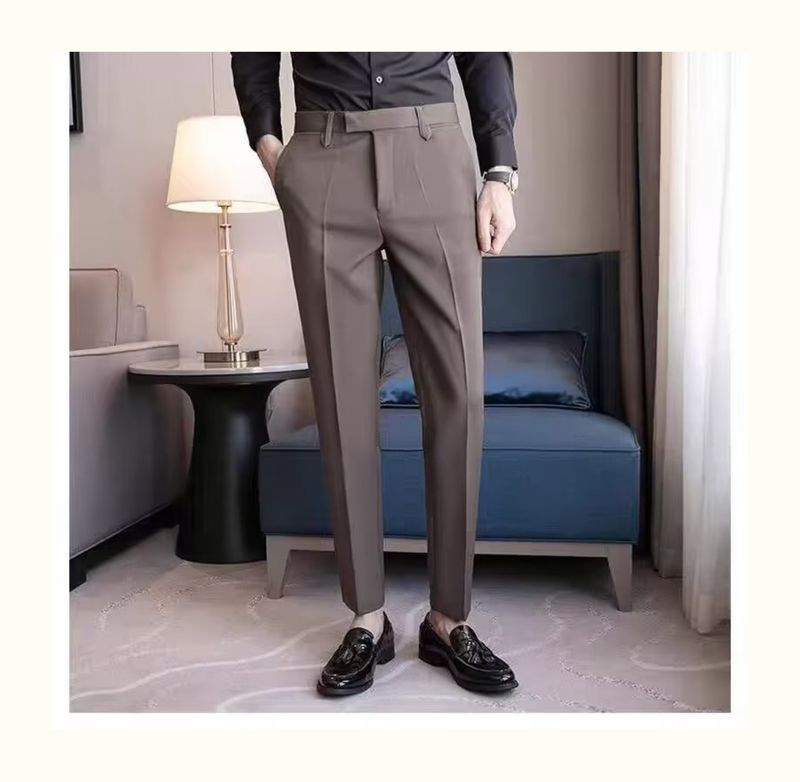 Men's Clothing Casual Suit Pants Business Drape Trousers Straight Nine Point Pants Naples Trousers Casual Pants_voghion.com