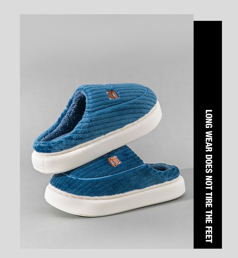 Voyage Winter Cotton Men Thick Sole Indoor Home Fleece Lined Non-Slip Slippers For Women Wholesale Couple Style_voghion.com