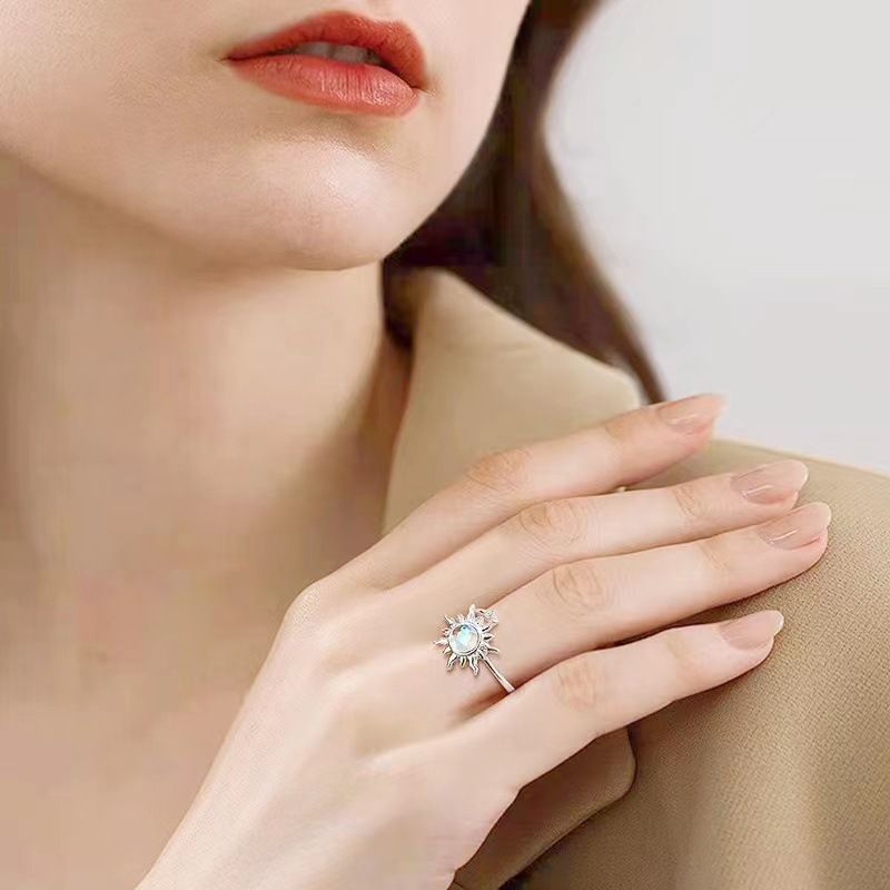 Mode Suower Krystal Angst Lindring Spinning Fidget Til Piger Roterer Frit Metal Kobber Kno Ring Kvinders Smykker Gaver_voghion.com