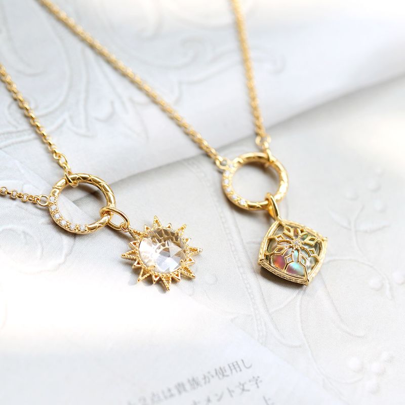 Collana rotonda in argento sterling di lusso, stile giapponese, con motivo a sole scintillante e semplice motivo a diamante_voghion.com