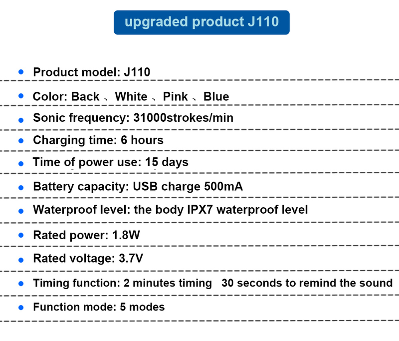 Elektresch Zännbürk Leistungsstark Ultraschall Sonic USB Opluedbar Zännwäschbar Elektronesch Whitening Timer Zänn_voghion.com