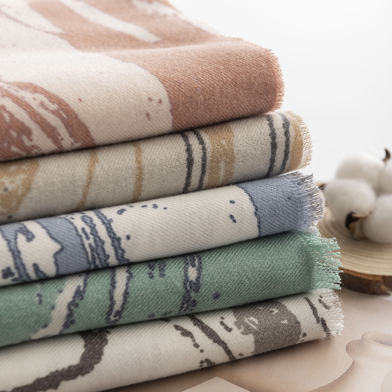 Fresh and sweet vertical pattern marble scarf Elegant and warm shawl imitation cashmere scarf for women_voghion.com
