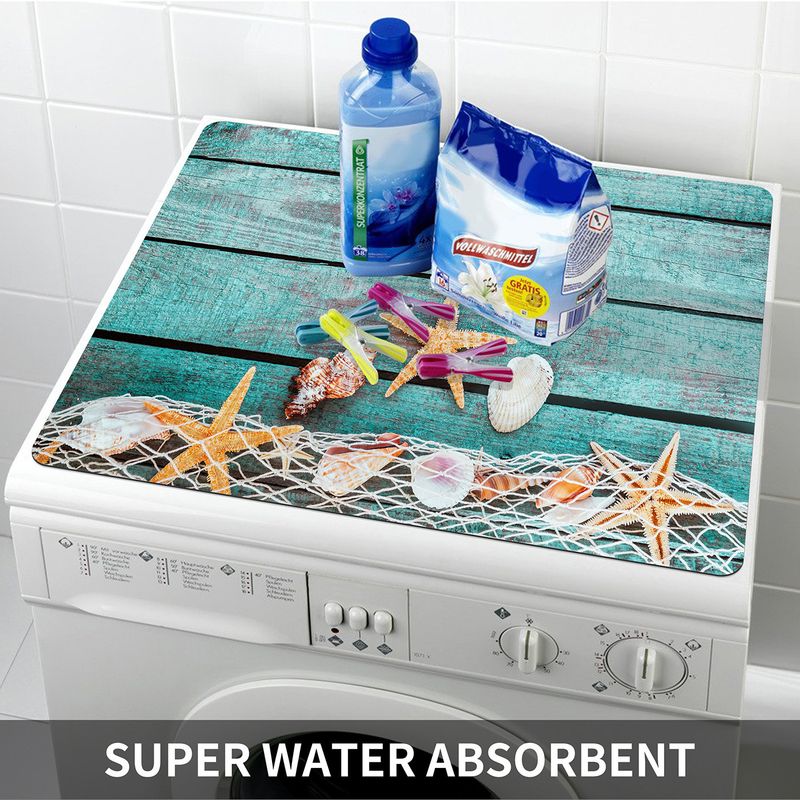 Wooden Starfish Household Drum Washing Machine Dryer Top Mat Dust Cover Cloth Water Absorbing Non Slip Sunscreen Mat_voghion.com