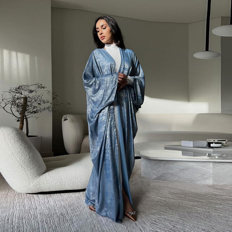 Vêtements pour femmes musulmanes, robe estampillée dorée, abaya, vêtements d'extérieur, cardigan_voghion.com