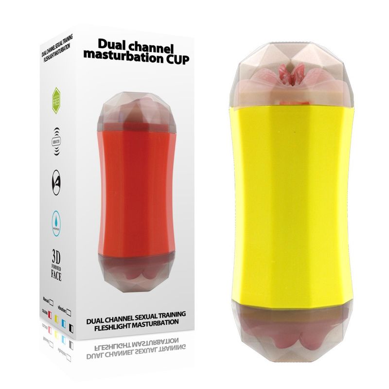 Męski samolotowy kubek wibracyjny masaż podwójna głowica produkt do masturbacji_voghion.com