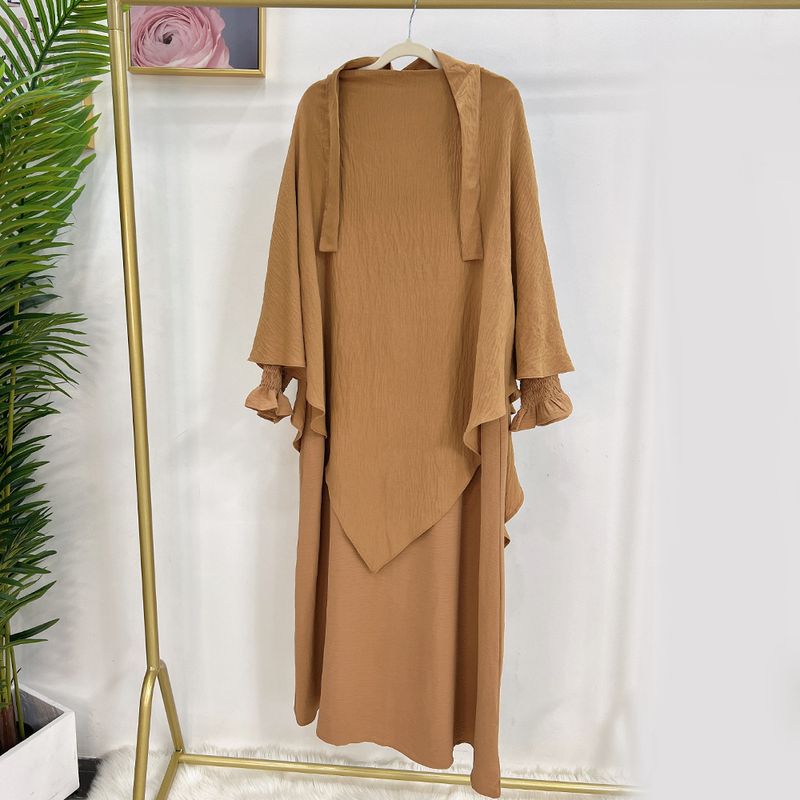 Damenbekleidung Dubai Türkisches einfarbiges Kleid mit Kopftuch LR591 + Hj907_voghion.com