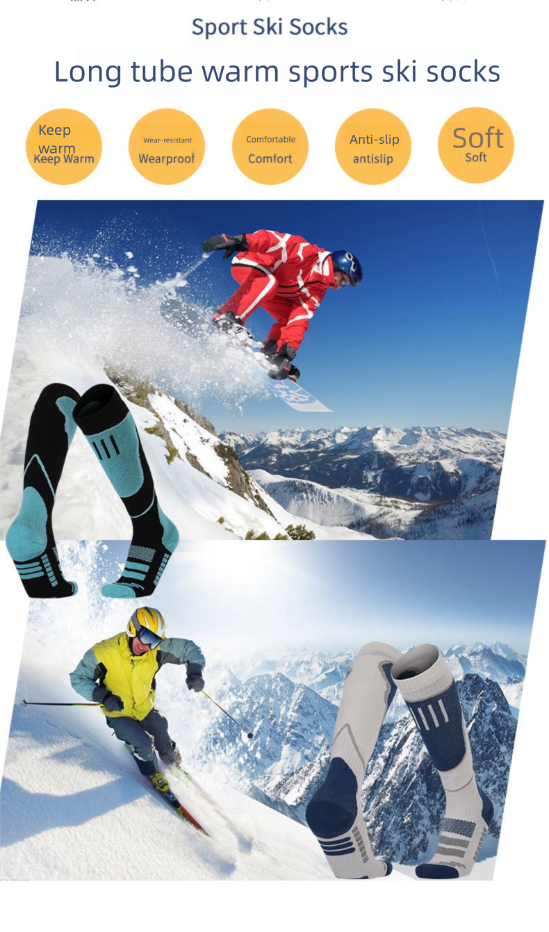 Dikke warme skisokken voor mannen en vrouwen, wintersportsokken met handdoek, hoge sokken voor bergbeklimmen_voghion.com