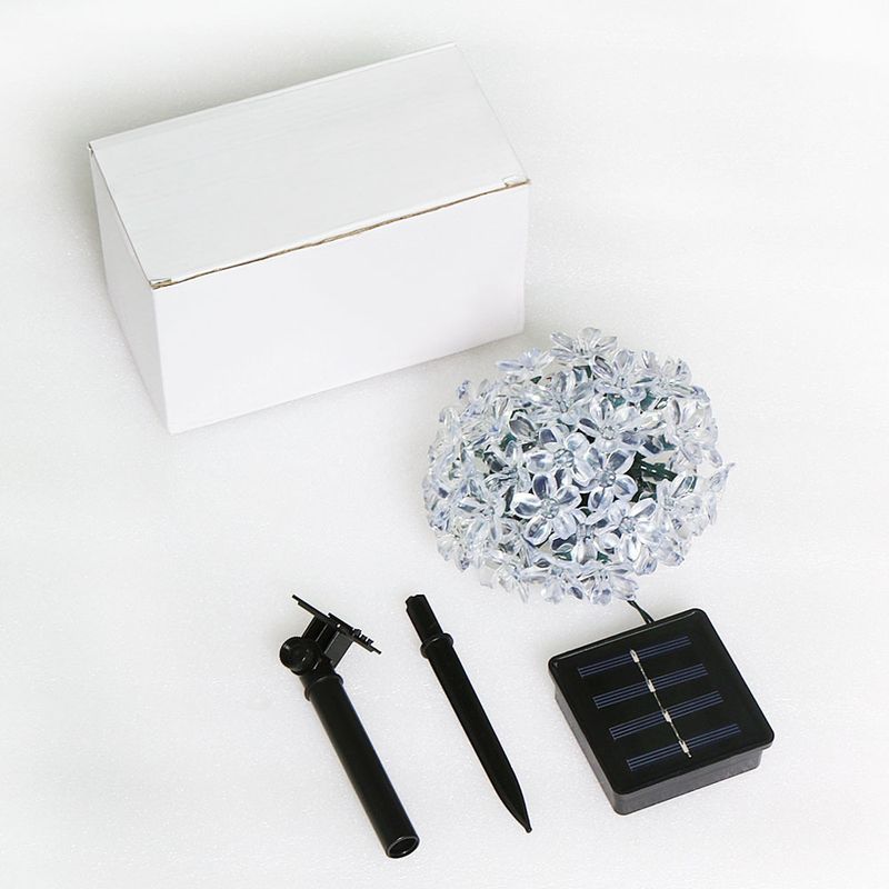Lumină solară înflorită cu LED, luminoasă decorativă înflorită pentru Crăciun, grădină, curte, floare transparentă, curea mică colorată_voghion.com