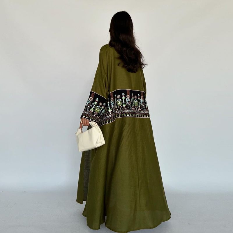Women's Clothing Middle East Cardigan Embroidery Embroidered Robe_voghion.com