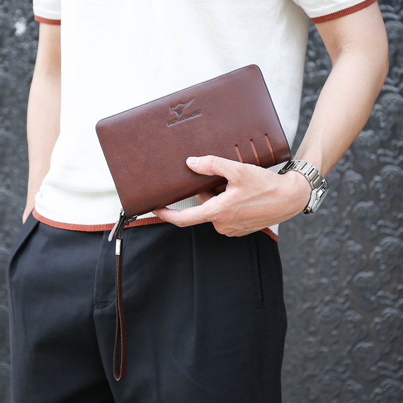 Columbian Känguru-Handtasche für Herren, luxuriöse Handgelenktasche aus echtem Leder mit Textur, großer Kapazität, Business-Casual-Clip-Tasche, Briefumschlag_voghion.com