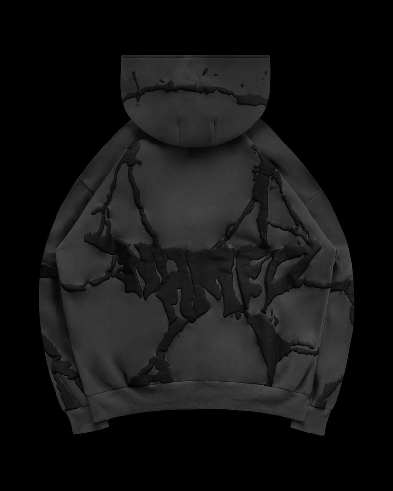 Sudadera con capucha de tres colores con estampado de espuma de terciopelo para mujer, conjunto de personalidad holgado de talla grande_voghion.com