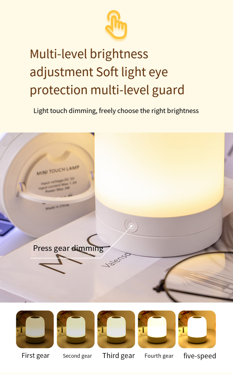 Luz nocturna nueva directa de fábrica, lámpara de noche con carga USB, luz de noche para dormitorio, luz de noche táctil con control remoto_voghion.com