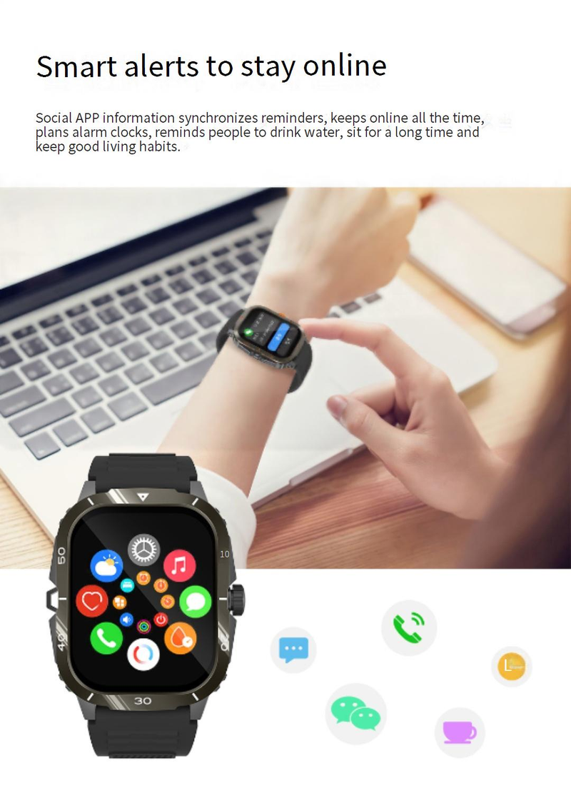 Montre connectée anti-sports trois fonctions Bluetooth appel santé sport informations rappel multifonction table intelligente_voghion.com