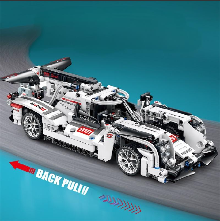Blocchi di costruzione vendita calda auto da corsa puzzle alta difficoltà bambini ragazzi tirare indietro auto tecnologia parti auto sportive assemblaggio blocchi di costruzione giocattoli_voghion.com