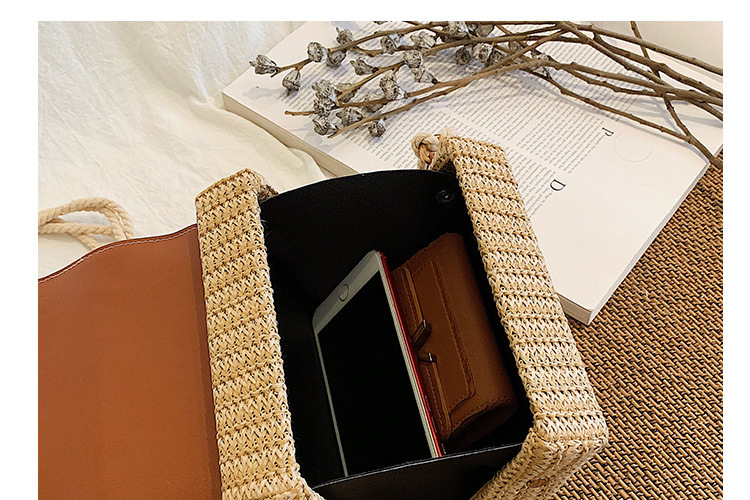Torby damskie nowa torba ze słomy tkanej modna i wszechstronna torba typu box stylowa mała torba na jedno ramię, torba plażowa typu listonoszka dla kobiet_voghion.com