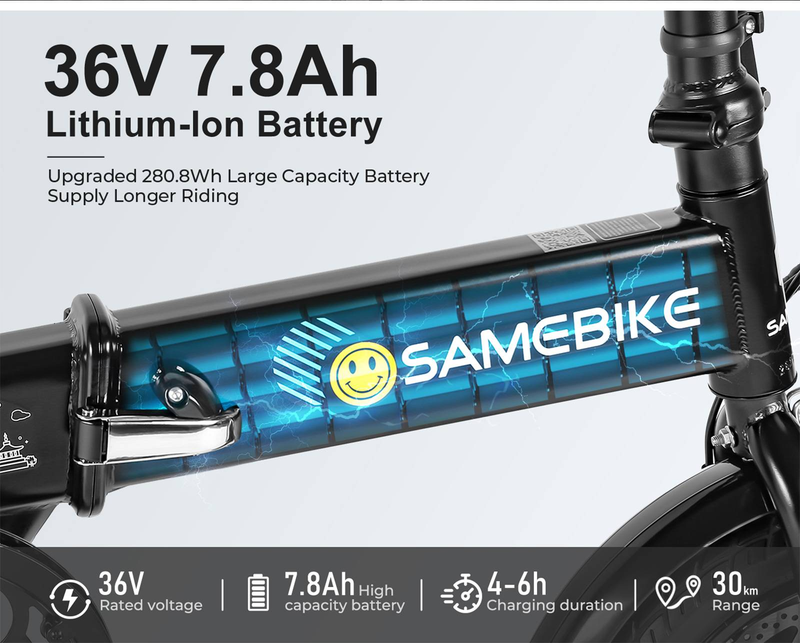 SAMEBIKE YINYU14 sähköpyörä aikuisille, 14" kokoontaittuva sähköpyörä LCD-näytöllä 350W 36V7.8AH_voghion.com