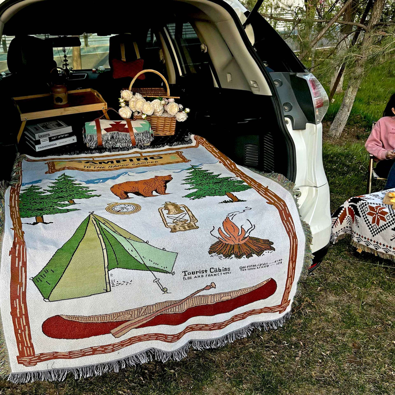Outdoor Camping Picknick Matte Universal Reine Baumwolle Nickerchen Homestay Bett Ende Decke Sofa Abdeckung_voghion.com