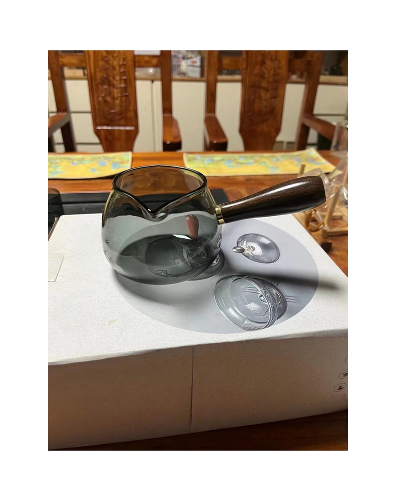 Heat-Resistant Glass Tea Pitcher With Wooden Handle - Borosilicate Gongfu Tea Cup Optional 304 Stainless Steel Strainer Minimalist Side Handle Teapot_voghion.com