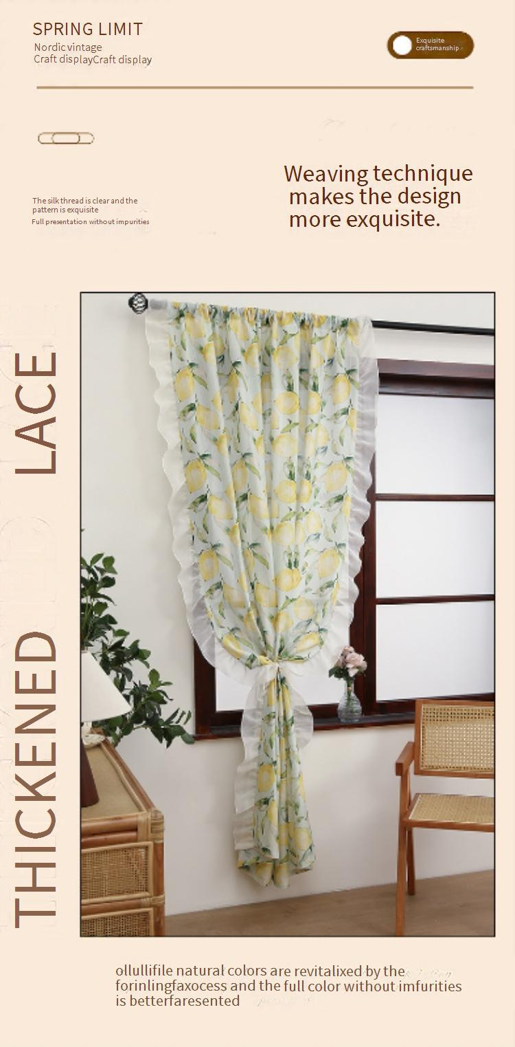 Modern Polyester Door Curtain With Botanical Print - Ready-to-Hang Fabric Panel For Living Room (Multiple Sizes)_voghion.com