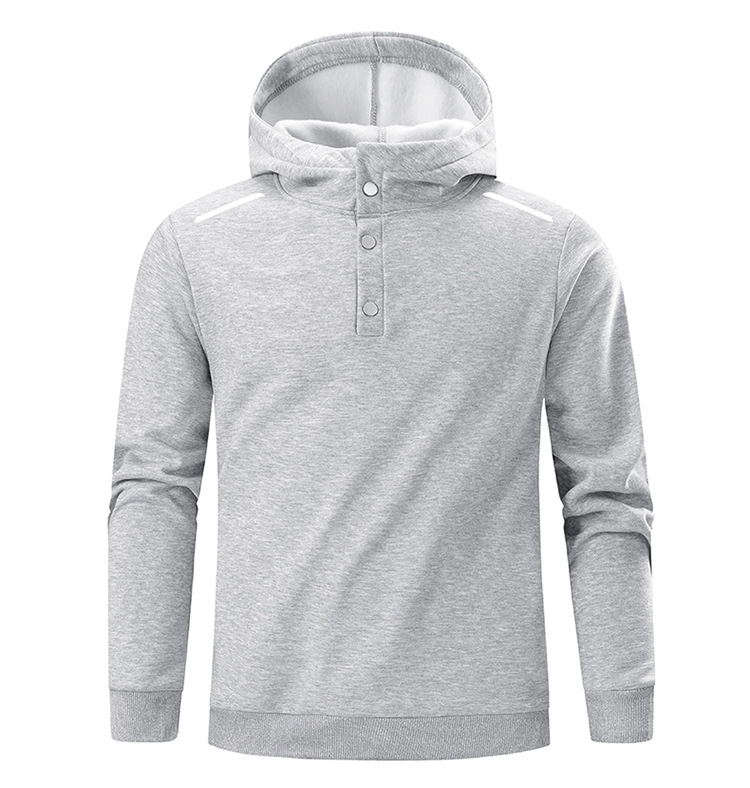 Herren-Kapuzenpullover mit Fleecefutter und Reißverschluss – Übergroßer Pullover mit halbem Reißverschluss und gebürsteter Innenseite, minimalistische Streetwear (Schwarz/Grau/Marineblau)_voghion.com