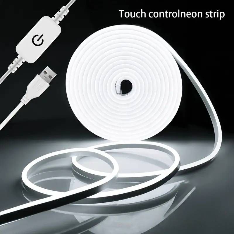 Flexible 5V USB LED Neon Light Strip - Waterproof Silicone Rope Light For Bedroom, TV Backlight, Mirror Lighting, Customizable Ambiance_voghion.com