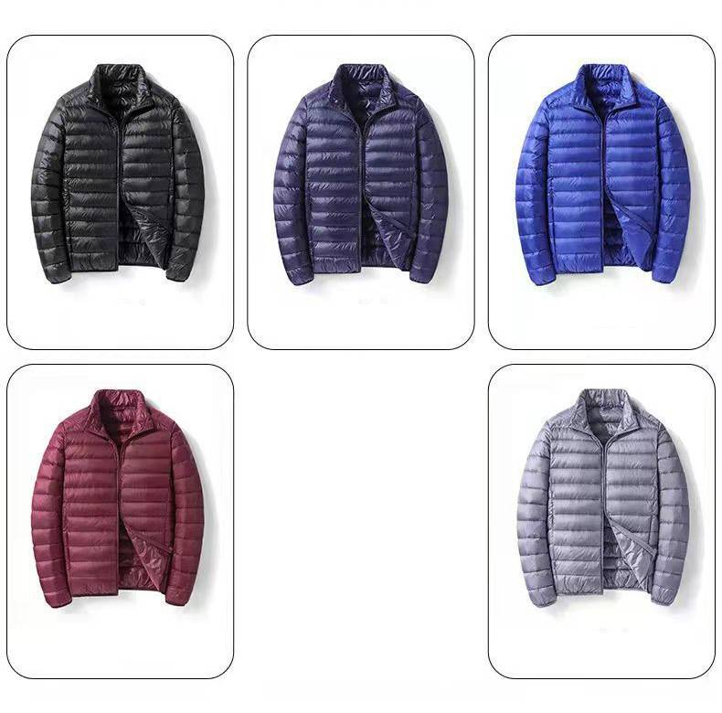 Men's Lightweight Down Jacket, Short Stand Collar White Duck Down Coat, Breathable Windproof Slim Fit Puffer Jacket For Commuting & Daily Wear_voghion.com