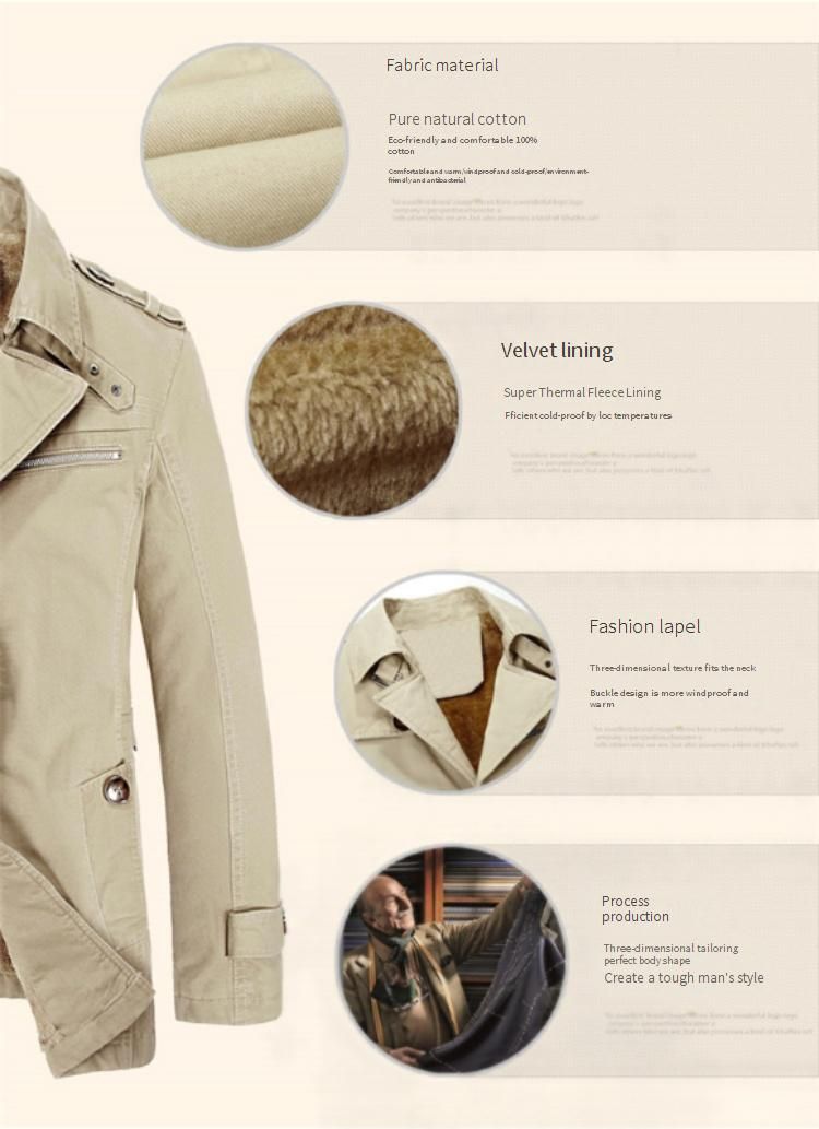 Men’s Washed Cotton Jacket – Fleece-Lined Winter Coat With Stand Collar & Button Closure (M-5XL)_voghion.com