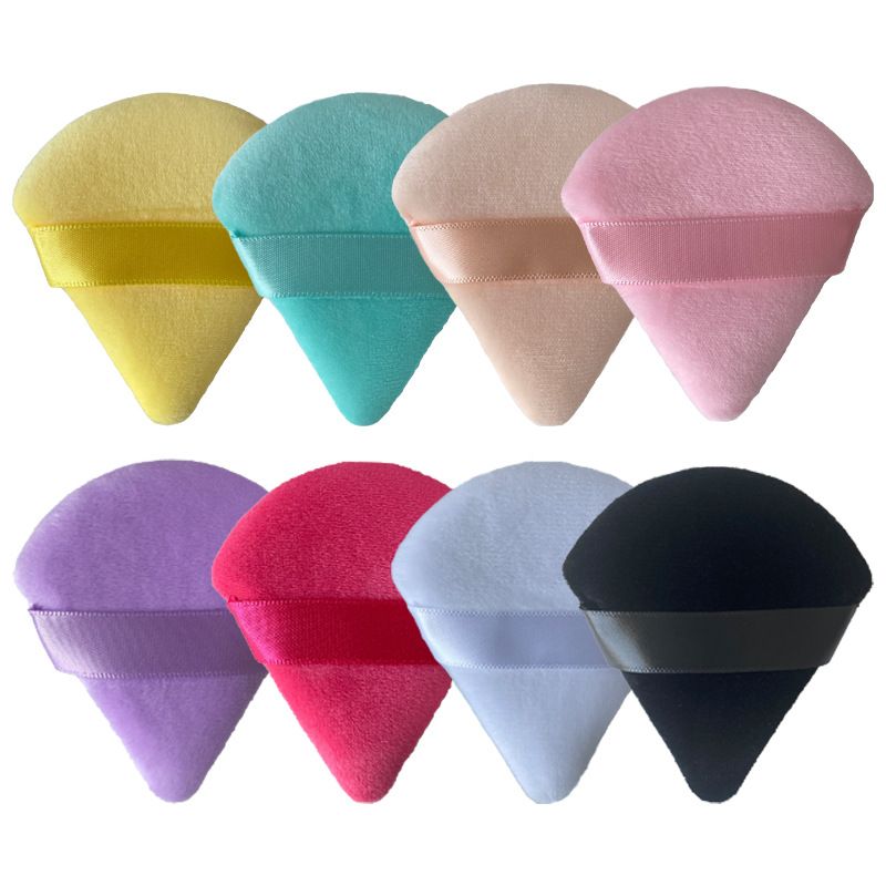 Small Ultra-Soft High-Density Dry Loose Powder Compact Makeup Sponge Boxed Black Velvet Triangle Puff_voghion.com