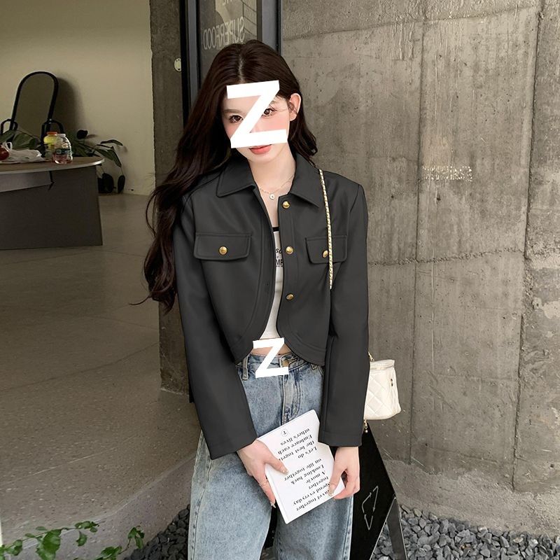 Veste de moto courte en cuir pour femme, style américain, printemps-automne 2025, nouvelle collection décontractée et polyvalente, tendance_voghion.com