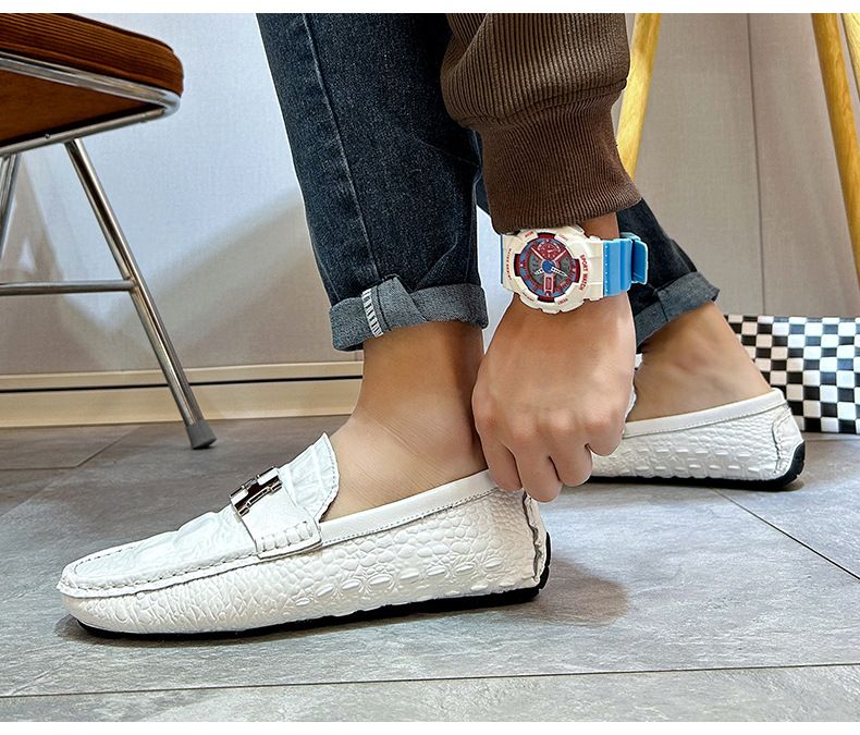2023 New Beanie Shoes for Men Spring and Autumn Versatile Men's Genuine Leather Casual Leather Shoes Trendy Soft Sole Slip-on Driving Shoes_voghion.com